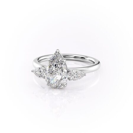 Three Stone Pear Cut Diamond Engagement Ring