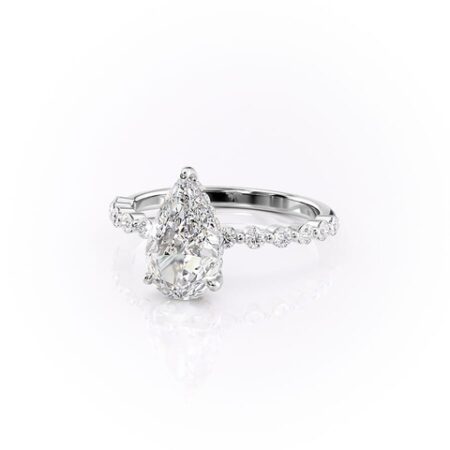 Lab Created Moissanite Diamond Pear Cut Engagement Ring