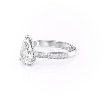 Knife Shank Hidden Accent Moissanite Pear Cut Wedding Ring