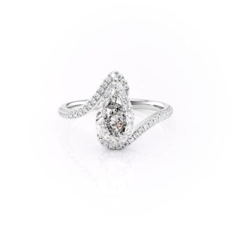 Pear Cut Solitaire Moissanite Bypass Unique Style Ring