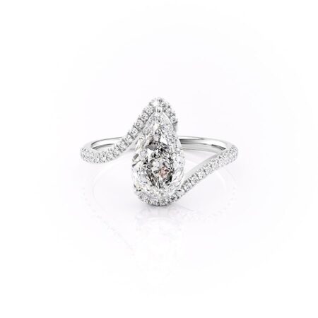 Pear Cut Solitaire Moissanite Bypass Unique Style Ring