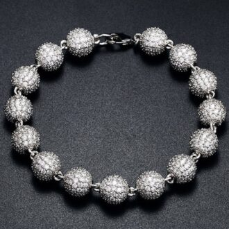Ball Link Iced Out Moissanite Diamond Unisex Bracelet