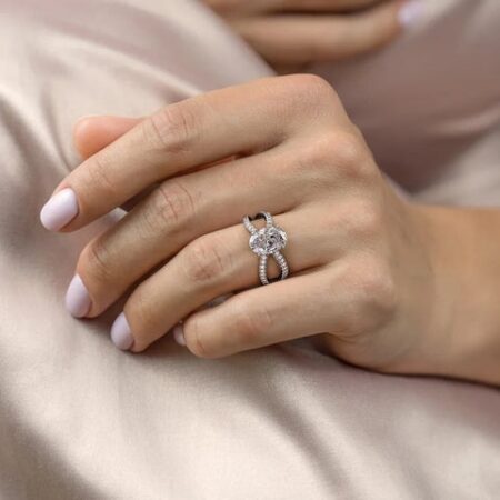 Oval Cut Crises Cross Moissanite Engagement Ring