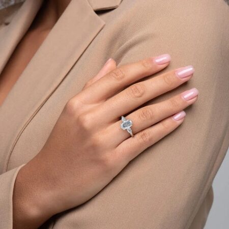 Oval & Pear Cut Three Stone Moissanite Wedding Ring