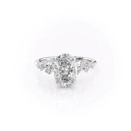 Cluster Style Oval Cut Moissnaite Hidden Accent Wedding Ring