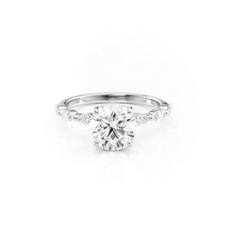 Round Cut Hidden Halo Moissanite Engagement Ring
