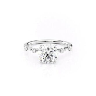 Round Cut Moissanite Unique Hidden Accent Diamond Ring