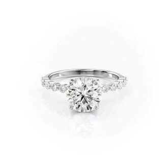Moissanite Round Cut Side Accent Engagement Ring