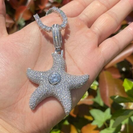 VVS1 Mossanite Center Stone Superstar Starfish Flooded Ice Streetwear Pendant