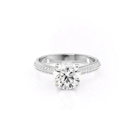 Knife Shank Round Cut Moissanite Engagement Ring