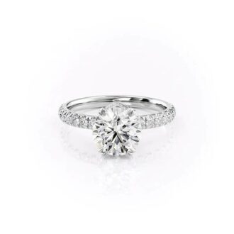 925 Sterling Silver Moissanite Round Cut Hidden Accent Ring