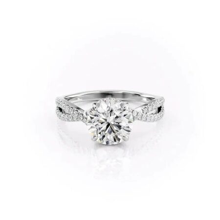 Colorless Moissanite Round Cut Criss Cross Proposal Ring