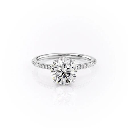 Lab Created Round Cut Hidden Accent Wedding Ring