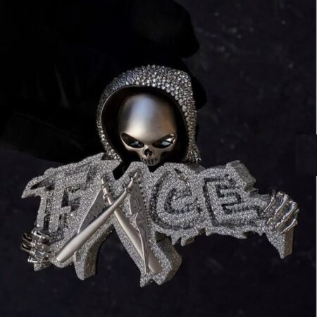 Skeleton Face with Ghost Axe Pendant