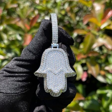Iced Out Moissanite Hamsa Hand Hip Hop Pendant