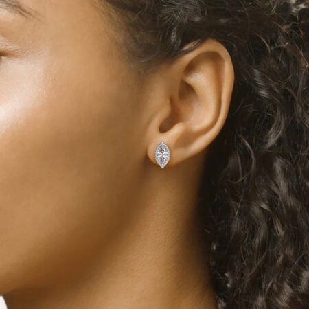 Marquise Cut Moissanite Halo Stud Earring Gift For Women