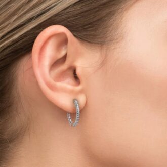 Moissanite Round Cut Inside Out Diamond Hoop Earring