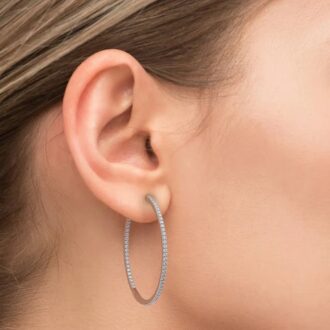 Moissanite Round Cut Inside Out Diamond Big Hoop Earring