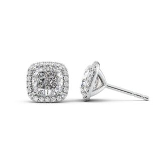 D Color Moissanite Pear Cut Halo Style Stud Earring