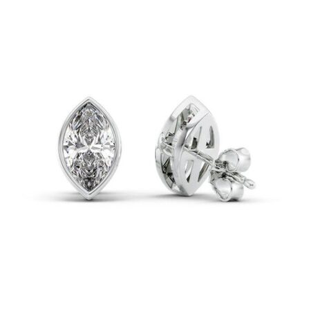 Moissanite Marquise Cut Solitaire Bezel Set Earring