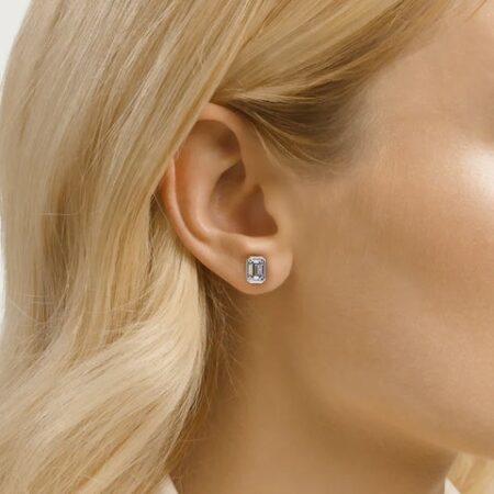 Moissanite Solitaire Emerald Cut Stud Earring Gift For Women
