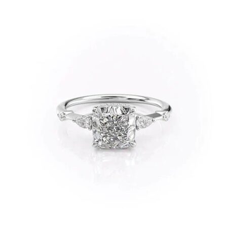 VVS1 Moissanite Five Stone Cushion Cut Proposal Ring