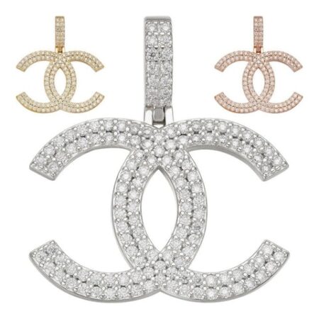 Double C Fashionista Iced Out Moissanite Diamond Pendant