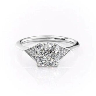 Unique Style Cushion Cut Moissanite Diamond Engagement Ring