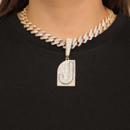 Letter Initial Chain Moissanite Diamond Flooded Ice Letter Pendant