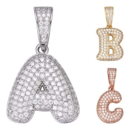 Bubble Custome Name Latter Moissanite Pendant
