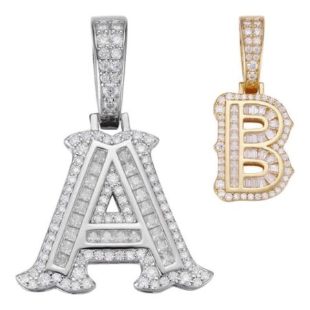 A To Z Letter Iced Out VVS1 Clarity Moissanite Pendant