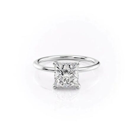Hidden Halo Princess Cut Moissanite Birthday Gift Ring For Her