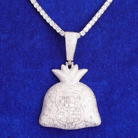 Iced Out Dollar Bag Moissanite Diamond Hip Hop Pendant