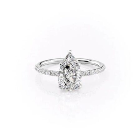 Pear Cut Moissanite Pave Set Proposal Ring