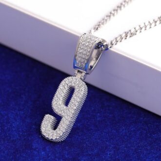 Number Iced Blinged Out Moissanite Diamond Pendants
