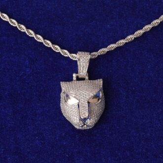 Animal Leopard Head Iced Out Moissanite Pendant