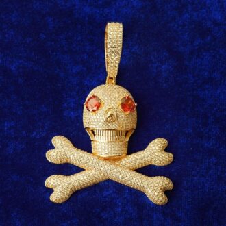 Hip Hop Skull and Bones Moissanite Diamond Pendant