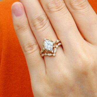 D Color Moissanite Oval Cut Art Deco Ring Set For Wife