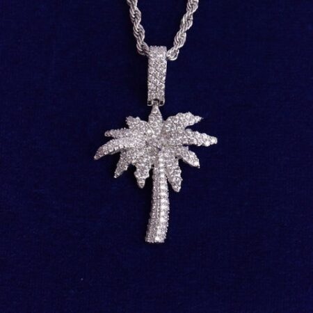 Palm Tree 925 Sterling Silver Moissanite Diamond Pendant