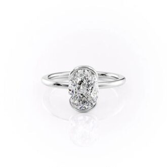 Oval Cut Moissanite Half Bezel Solitaire Ring