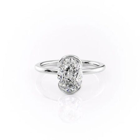 Oval Cut Moissanite Half Bezel Solitaire Ring