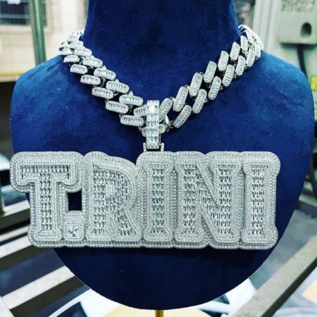 Iced Out Personalized Custom Name Baguette Moissanite Hip Hop Pendant
