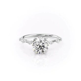 Hidden Accent Round Cut Moissanite Wedding Proposal Ring