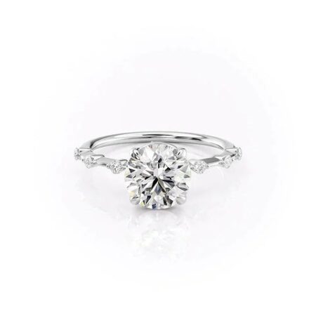 Hidden Accent Round Cut Moissanite Wedding Proposal Ring