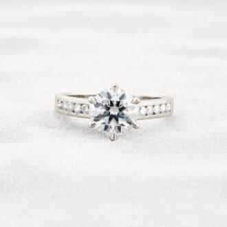 VVS1 Clarity Moissanite Round Cut Channel Set Engagement Ring