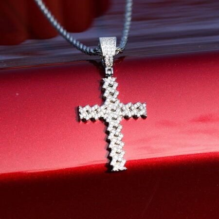 Hip Hop Buss Down Cross Moissanite Pendant