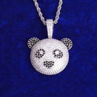 Colorless Moissanite Iced Out Panda Pendant