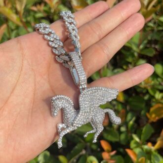 Sterling Silver Hours Moissanite Diamond Pendant