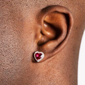 Ruby Heart Earrings