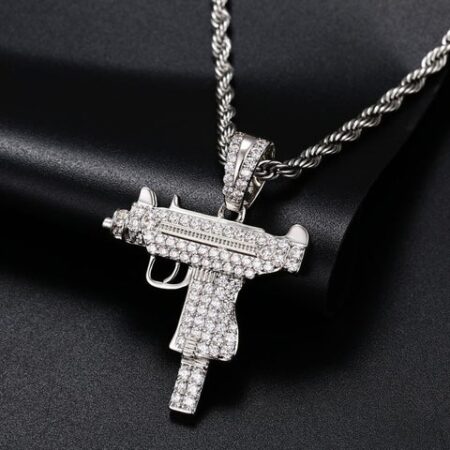VVS1 Clarity Moissanite Diamond Gun Pendant For Men's